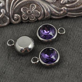 Stal szlachetna zawieszka w oprawie SR amethyst 10mm