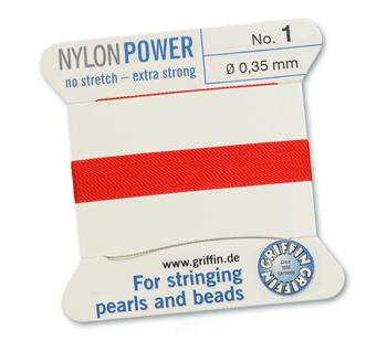 Griffin Nici nylonowe z igłą red 0,35mm [2m]