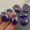 Kaboszon szklany Opaque Blue - Luster - Opaque Topaz/Pink owal 25x18mm
