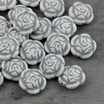 Rose Beads Alabaster Light Grey Patina 16mm [1szt]