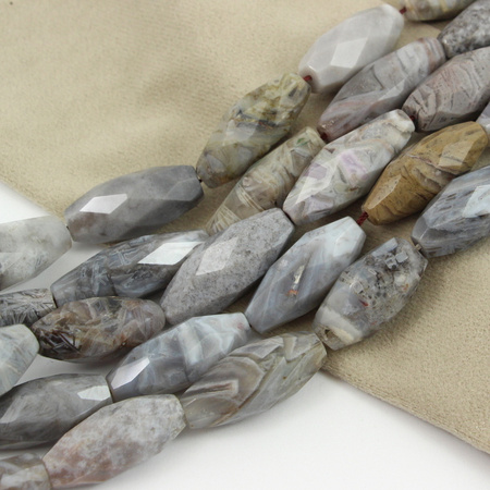 Agat bambusowy oliwka fasetowana 30x15mm