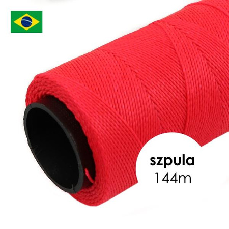 Sznurek do makramy brazylijski woskowany Neon Pink 1mm [szpula 144m]