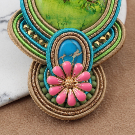 Element ozdobny kwiatek emaliowany różowy 18mm