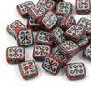 Patina Brick Beads Opaque Orange Turquoise 12x11mm [1szt]