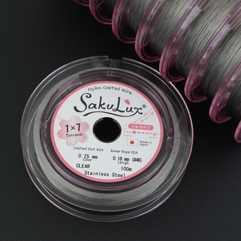Japońska linka stalowa jubilerska SakuLux 7-splotowa Silver 0,25mm [szpula 100m]