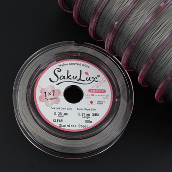 Japońska linka stalowa jubilerska SakuLux 7-splotowa Silver 0,35mm [szpula 100m]
