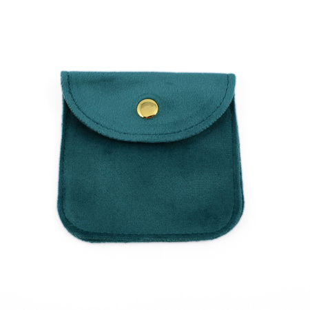 Welurowa torebka kieszonka z zatrzaskiem zielona morska 8x8cm