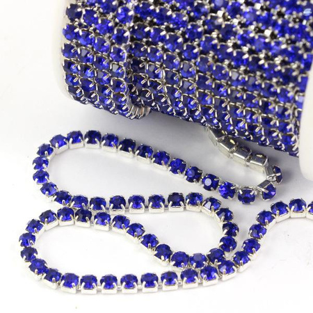 Taśma ozdobna cyrkoniowa silver/sapphire 4mm [50cm]