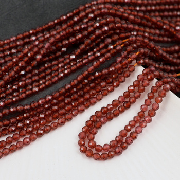 Granat/hessonit kula fasetowana 3mm [sznur 38cm]