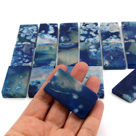 Agat oczkowy niebieski tabliczka prostokąt 50x30mm