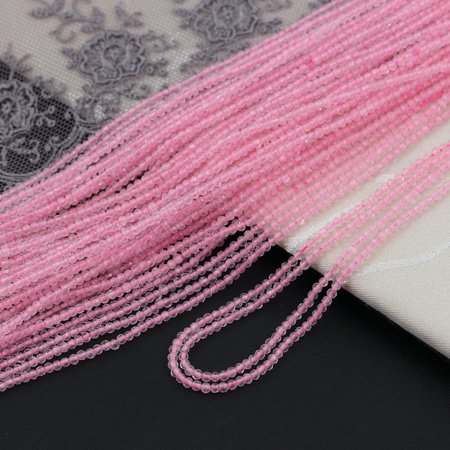 Kwarc różowy kula fasetowana 2mm [sznur 39cm]