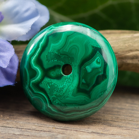 Zawieszka malachit naturalny donut 30mm