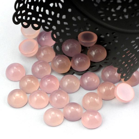 Kaboszon agat brazylijski moneta różowa 12mm