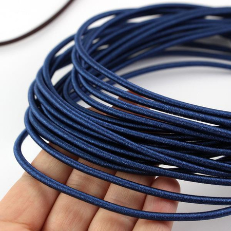 Baza naszyjnika z zapięciem granatowa 3mm - 50cm