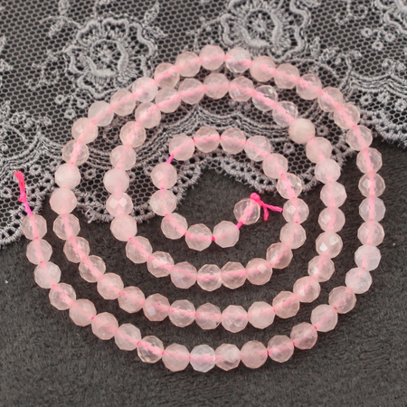 Zestaw do samodzielnego wykonania bransoletek na gumce z KWARCU RÓŻOWEGO (kulki faset 4mm)