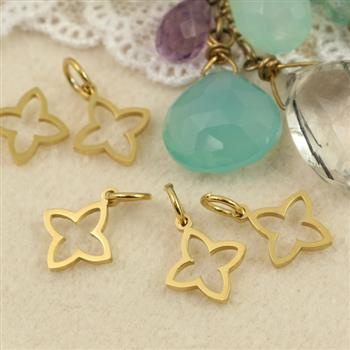 Zawieszka koniczyna złota stal szlachetna pozłacana PVD 10mm