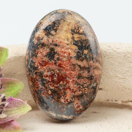 Kaboszon owal jaspis leopardzi 28x19x6mm