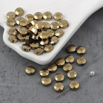 Hematyt moneta fasetowana złota 8mm