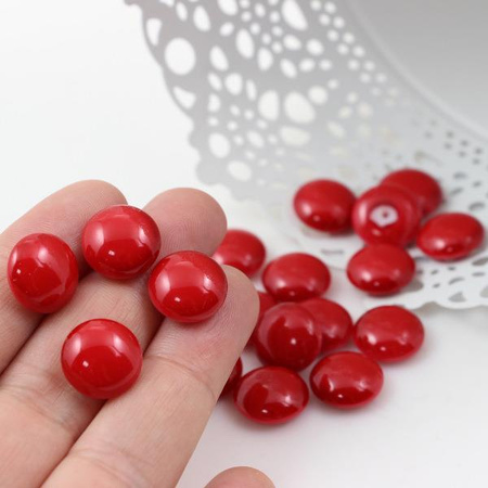 Kaboszon szklany czerwony moneta 14mm