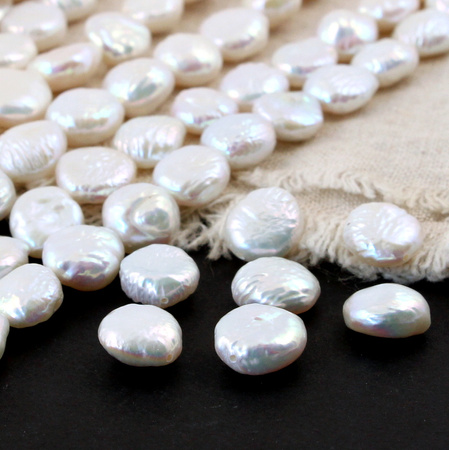 Perła słodkowodna biała moneta 10-13mm