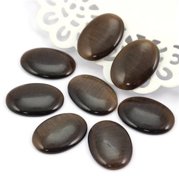 Kaboszon kocie oko owal brązowy 25x18mm