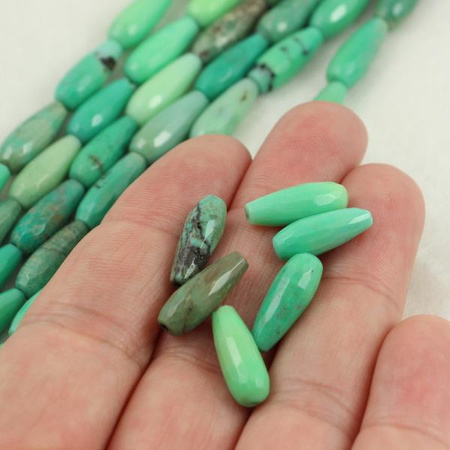 Chryzopraz kropla fasetowana 16x6mm