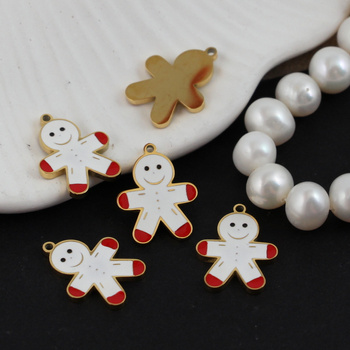 Zawieszka stal szlachetna emaliowana pozłacana Ciastek 16x12mm