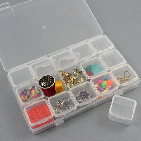 Organizer z 15 pojemnikami do przechowywania 17x11x3cm