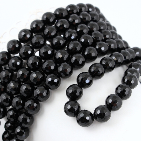 Onyks kula fasetowana 12mm [sznur 39cm]