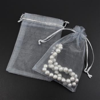 Woreczek z organzy szary 15x10cm