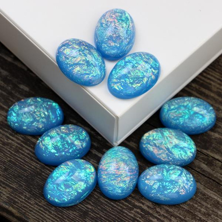 Kaboszon akrylowy owal aurora borealis blue 25x18mm