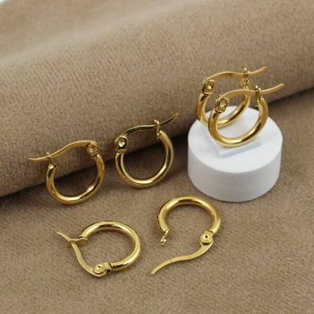 Bigle baza kolczyka koła stal szlachetna pozłacana 15mm [para]