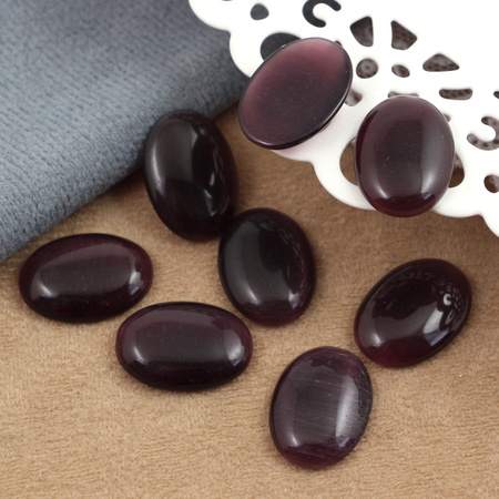 Kaboszon kocie oko owal fioletowy 18x13mm
