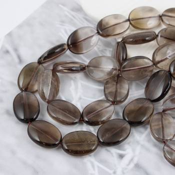 Kwarc dymny owal gładki 18x13mm