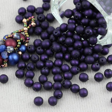 Round Beads Velvet Sugar Plum 4mm [50szt]