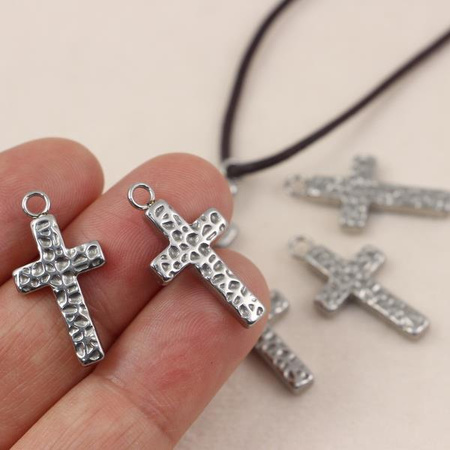 Zawieszka krzyż stal szlachetna 25x13mm