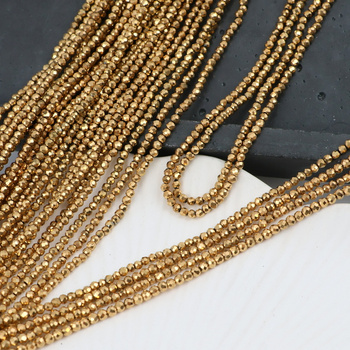 Hematyt złoty kula fasetowana 2mm [sznur 39cm]