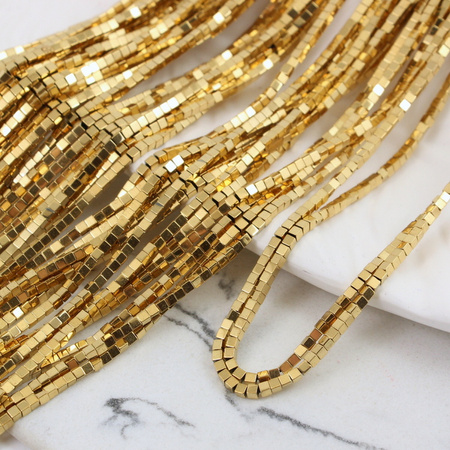 Hematyt złoty kostka 2mm [sznur 40cm]