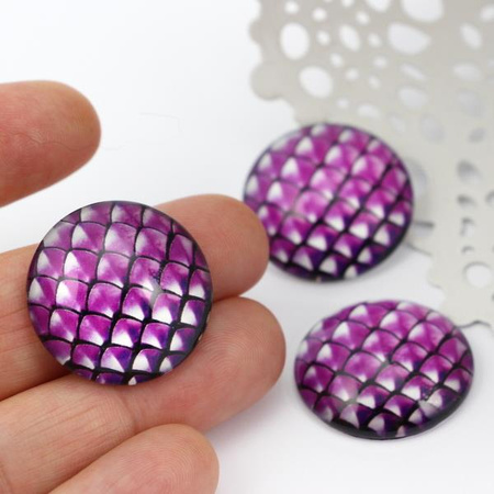 Kaboszon szklany z grafiką łuska węża moneta 25mm