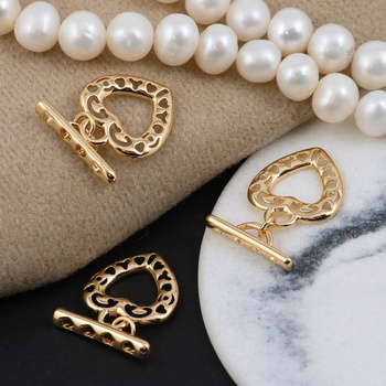 Zapięcie toggle ażurowe serce mosiądz pozłacany 15mm