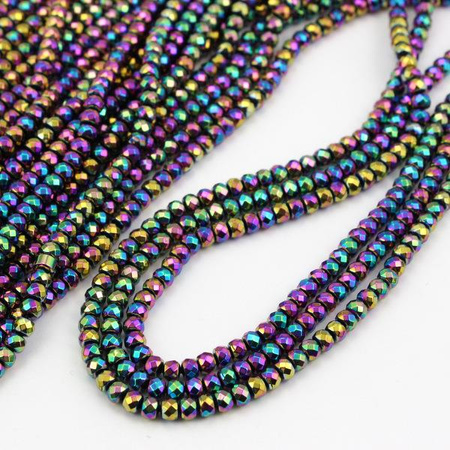 Hematyt oponka fasetowana tęczowa 4x3mm [sznur 40cm]