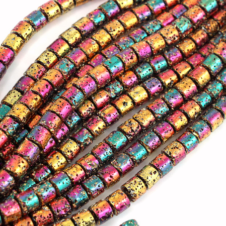 Lawa wulkaniczna platerowana różowo-złoty wałek 9x8mm