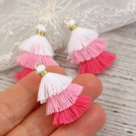 Chwost potrójny z ogniwem różowy mix 30x20mm