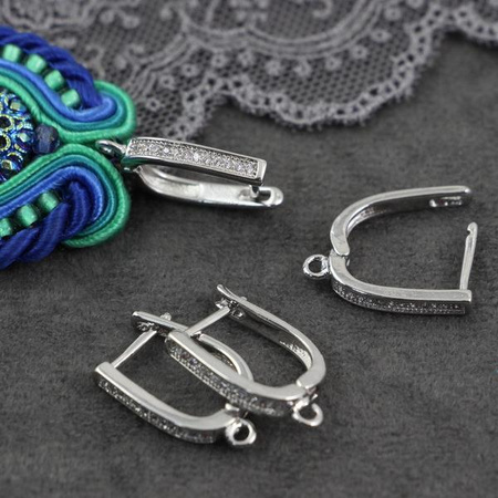 Bigle angielskie srebrne z cyrkoniami 19x11mm [1para]