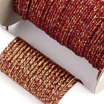 Sznurek sutasz POLSKI 3mm melanż bordowy + złoty [1metr]