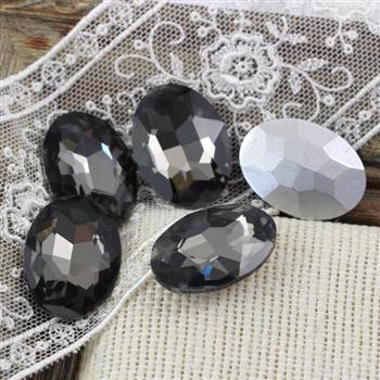 Kaboszon szklany owal faset black diamond 25x18mm