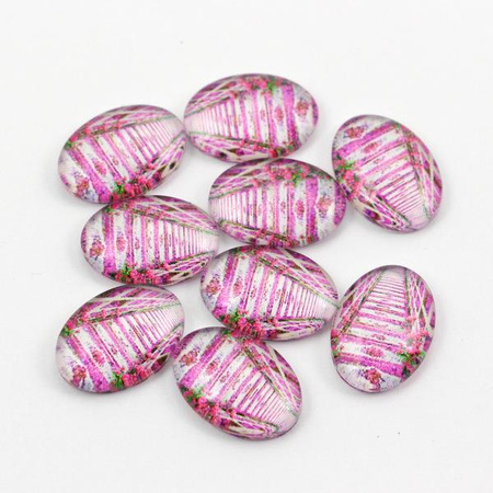 Kaboszon szklany z grafiką owal krajobraz 18x13mm