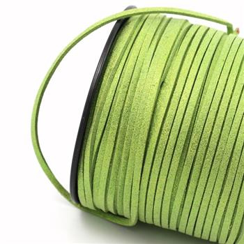 Rzemień zamszowy płaski zielony brokat 3x1mm [1metr]