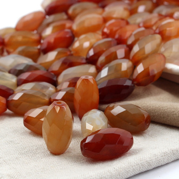 Agat karneolowy oliwka fasetowana 25x15mm