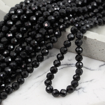 Turmalin czarny kula fasetowana 5mm [sznur 39cm]